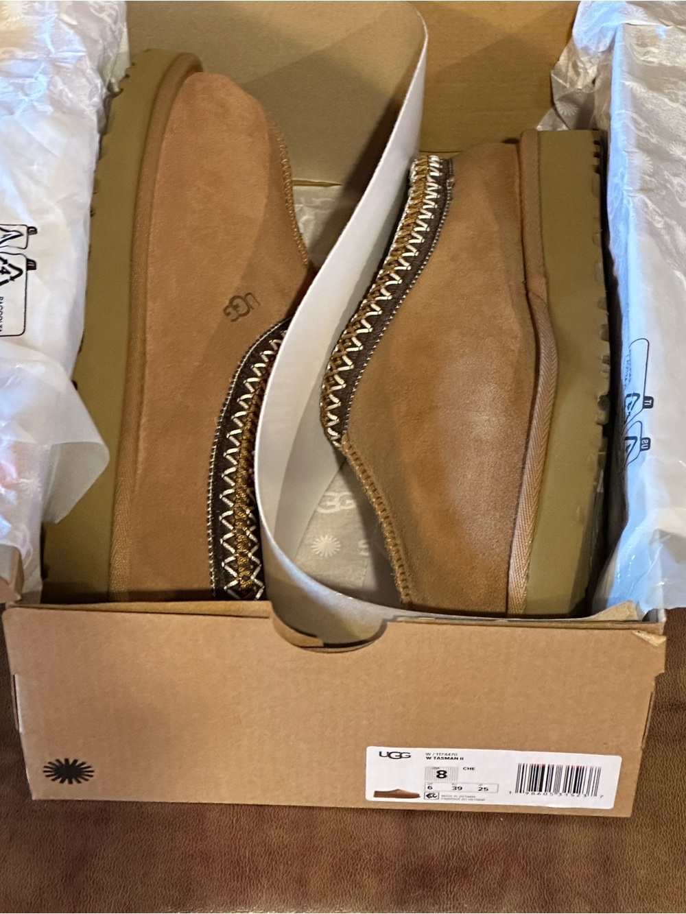 NEW UGG Tasman II Women’s Size 8 Chestnut Slippers Shoes w/ Box